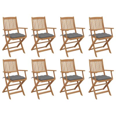 vidaXL Sklopive vrtne stolice s jastucima 8 kom masivno drvo bagrema