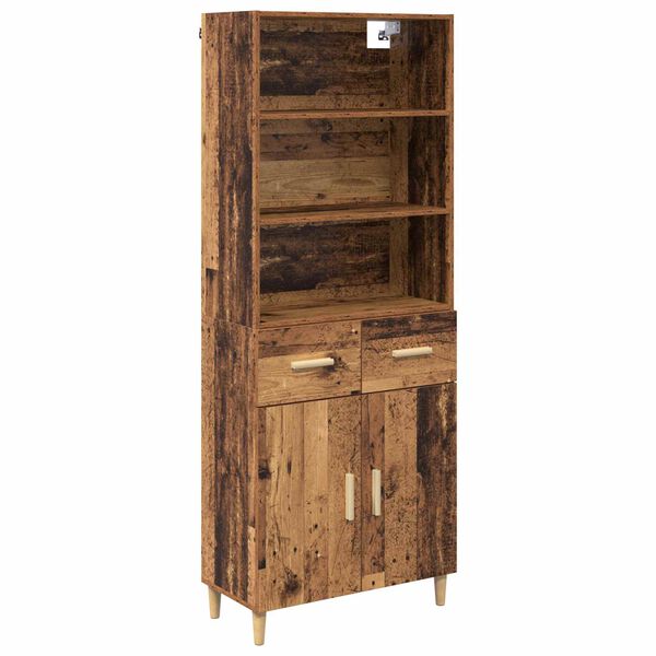 vidaXL Highboard Staro drvo 69,5 x 32,5 x 180 cm Konstruirano drvo