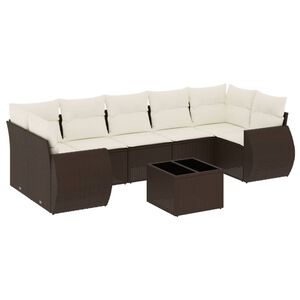 vidaXL 8-dijelni set vrtnih sofa s jastucima smeđi od poliratana
