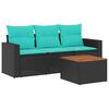 vidaXL 4-dijelni set vrtnih sofa od poliratana s jastucima crni