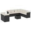 vidaXL 10-dijelni set vrtnih sofa s jastucima crni od poliratana