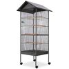 vidaXL Kavez za ptice s čeličnim krovom crni 66x66x155 cm