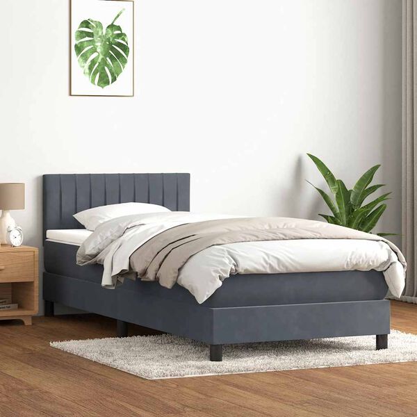 vidaXL Box spring krevet s madracem tamnosivi 80 x 220 cm bar&scaron;unasti