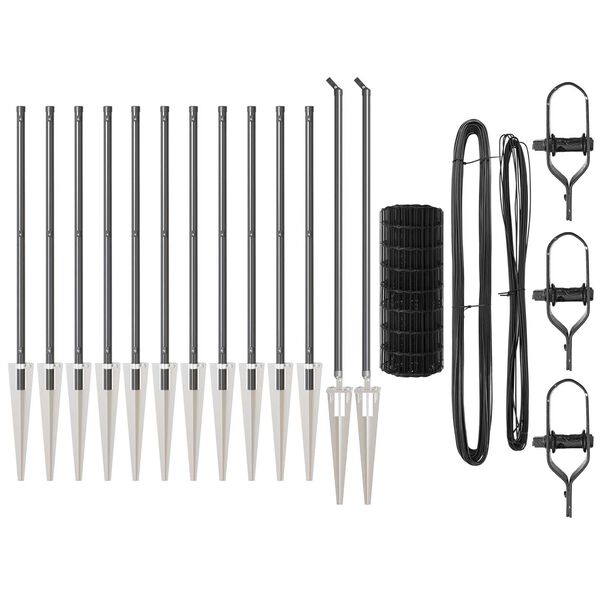 vidaXL Ograda s postovima Siva 0,8 x 25 m Čelik i PVC