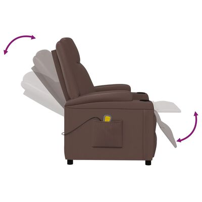 vidaXL Masažna fotelja od umjetne kože smeđa