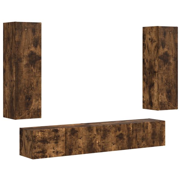 vidaXL Set TV komoda Zidne 3 pcs Dimljeni hrast Konstruirano drvo