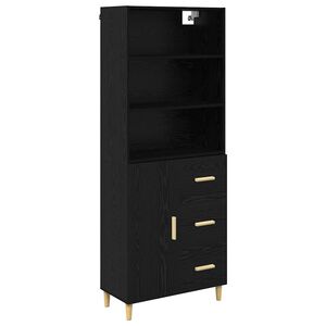 vidaXL Highboard Crni hrast 69,5 x 34 x 180 cm Konstruirano drvo