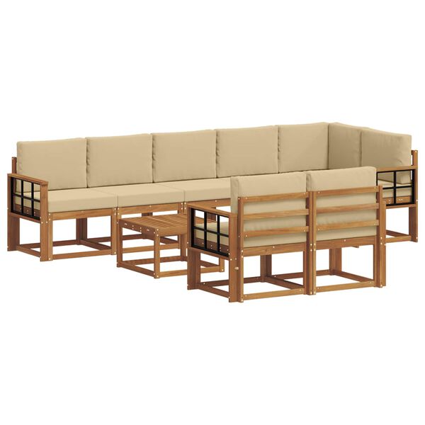 vidaXL Set vanjskih sofa s jastukom 9 pcs Prirodna i bež