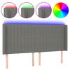vidaXL LED uzglavlje tamnosivo 163 x 16 x 118/128 cm od tkanine