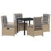 vidaXL Vrtni set za objed 5 kom. Bež i svijetlo siva poliratan