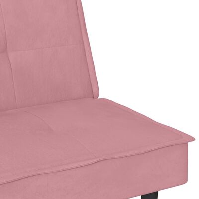 vidaXL Kauč na razvlačenje s držačima za čaše ružičasti baršunasti