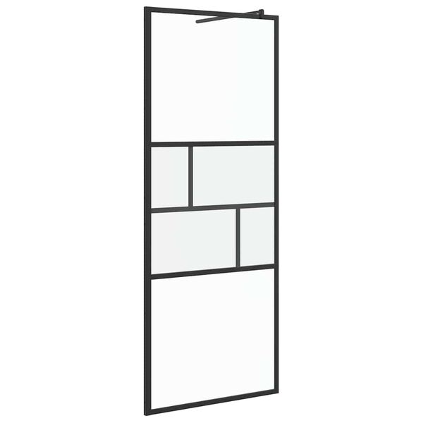 vidaXL Zid za walk-in tuš Crna 80 x 195 x 0.5 cm Staklo i aluminij