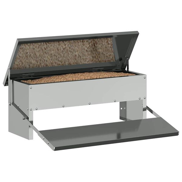 vidaXL Feeder s nogom za piliće Srebrno 48,5 x 39,5 x 19 cm