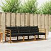 vidaXL Set vanjskih sofa s jastukom 3 pcs Prirodna i crna
