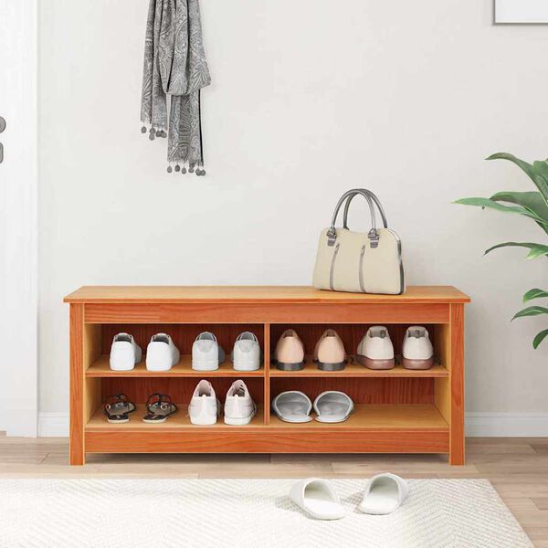 vidaXL Klupa za pohranu s policom Vosak smeđa 110 x 38 x 45,5 cm