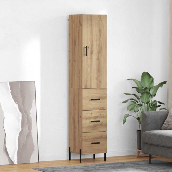 vidaXL Highboard Umjetnički hrast 34,5 x 34 x 180 cm Konstruirano drvo