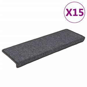 vidaXL Prostirke za stepenice 15 kom 65x21x4 cm tamno sive pravokutne rubove
