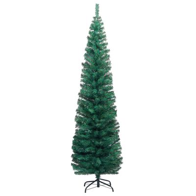 vidaXL Tanko umjetno osvijetljeno božićno drvce i kuglice zeleno 180cm