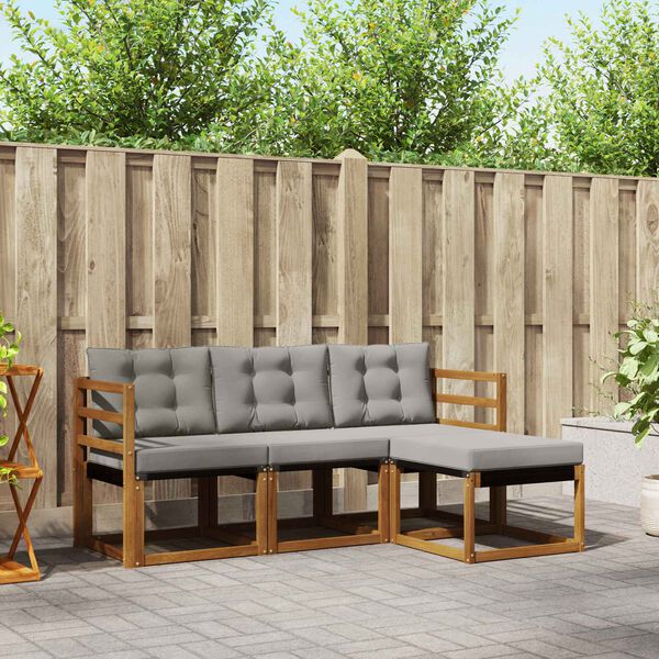 vidaXL Set vanjskih sofa s jastukom 4 pcs Prirodna i svijetlo siva