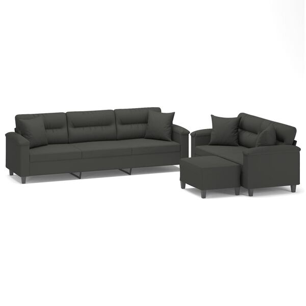 vidaXL 3-dijelni set sofa s jastucima tamnosivi od mikrovlakana