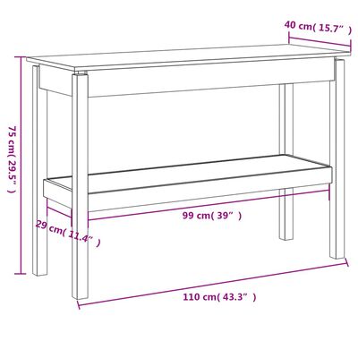 vidaXL Konzolni stol sivi 110 x 40 x 75 cm od masivne borovine