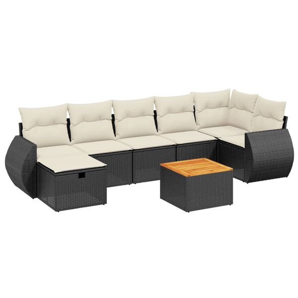 vidaXL 8-dijelni set vrtnih sofa od poliratana s jastucima crni