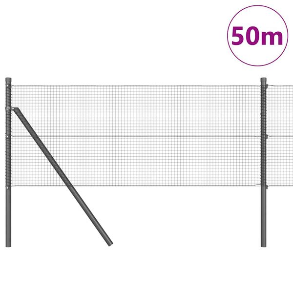 vidaXL Stup za ogradu Siva 50 x 0,8 m (16 x 16 mm mreža) Čelik i PVC