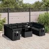 vidaXL 10-dijelni set vrtnih sofa s jastucima crni od poliratana