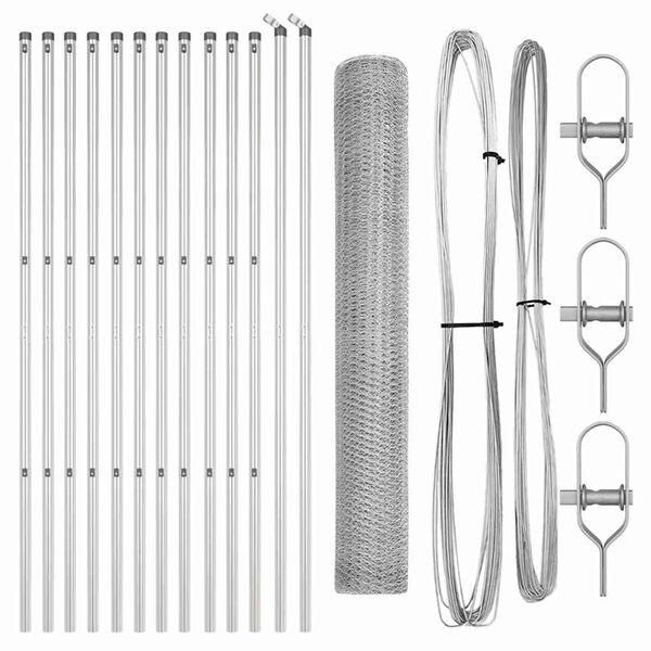 vidaXL Stup za ogradu Srebrno 25 x 1,2 m (mreža 13 mm) Čelik