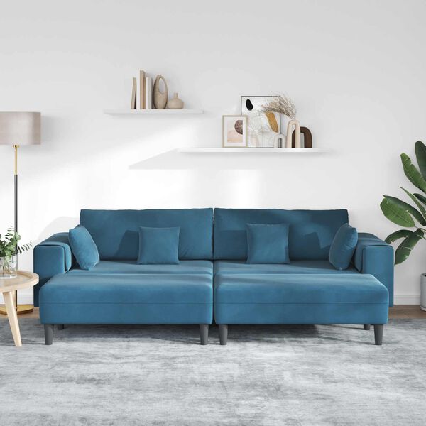 vidaXL Sofa 3 pcs Plava 250 x 188 x 76 cm Bar&scaron;un
