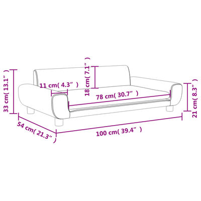 vidaXL Dječja fotelja tamnosiva 100 x 54 x 33 cm baršunasta