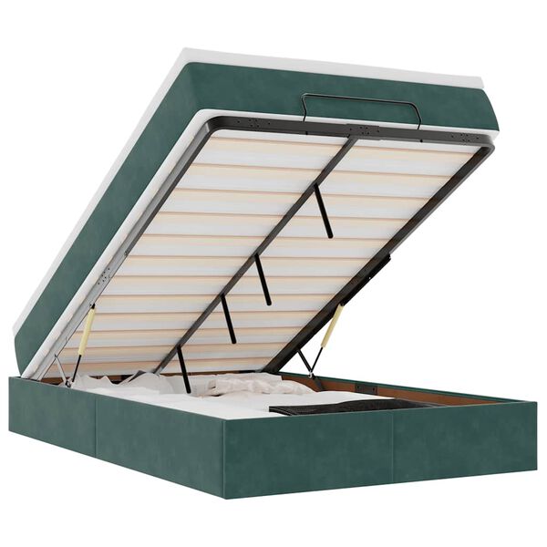 vidaXL Otomanski krevet s madracem tamnozeleni 120x200 cm bar&scaron;unasti