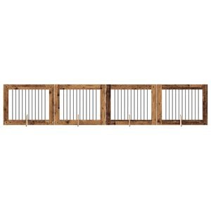 vidaXL Vrata za pse s postoljem 4 pcs Staro drvo 100 x 80 cm