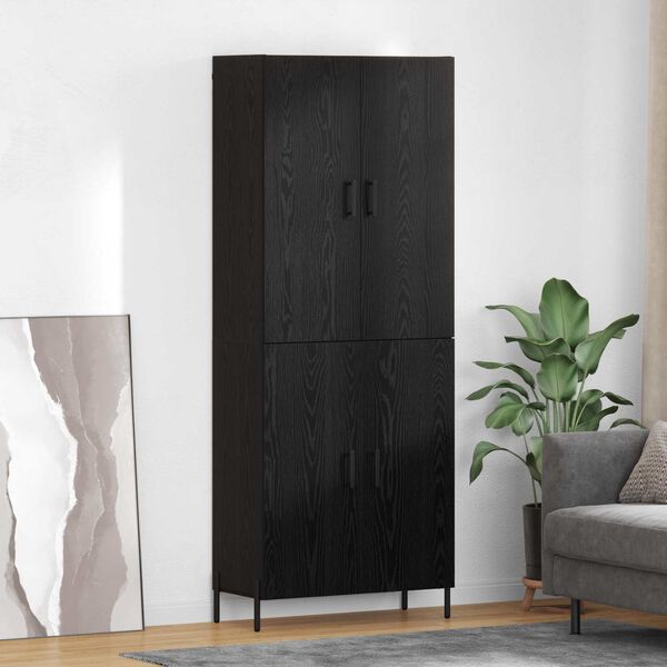 vidaXL Highboard Zidne Crni hrast 69,5 x 34 x 180 cm Konstruirano drvo