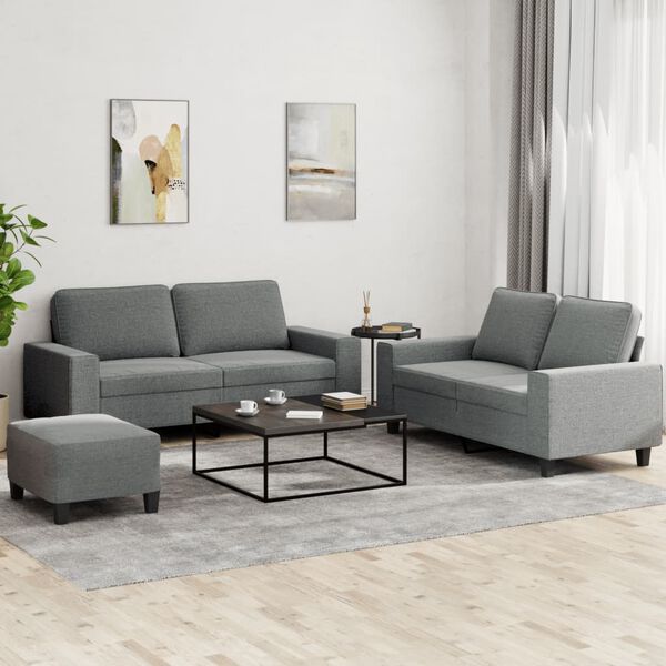 vidaXL 3-dijelni set sofa tamnosivi od tkanine