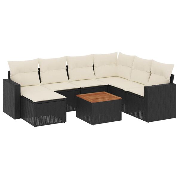 vidaXL 8-dijelni set vrtnih sofa od poliratana s jastucima crni