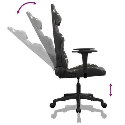 vidaXL Masažna igraća stolica crno-maskirna od umjetne kože