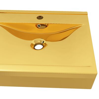 vidaXL Umivaonik sa zaštitom od prelijevanja 60x46x16 cm keramički zlatni