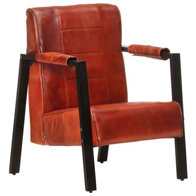 vidaXL Fotelja od prave kozje kože 60 x 80 x 87 cm tamnosmeđa