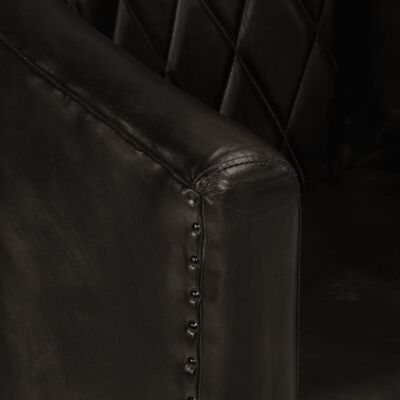 vidaXL Zaobljena fotelja od prave kože siva