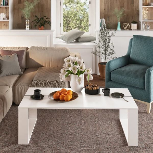 vidaXL Stolić za kavu bijeli 110 x 50 x 35 cm od konstruiranog drva