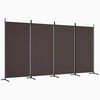 vidaXL Sobna pregrada s 4 panela smeđa 346 x 180 cm od tkanine