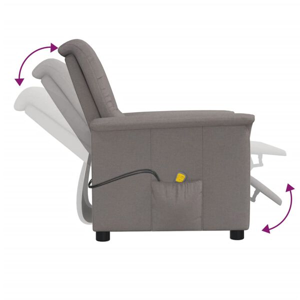 vidaXL Masažna fotelja od tkanine smeđesiva