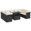 vidaXL 10-dijelni set vrtnih sofa s jastucima crni od poliratana