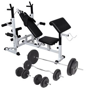 vidaXL Klupa za dizanje utega sa stalkom i setom utega 90 kg
