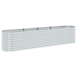 vidaXL Vrtna sadilica od pocinčanog čelika 400 x 80 x 81 cm srebrna
