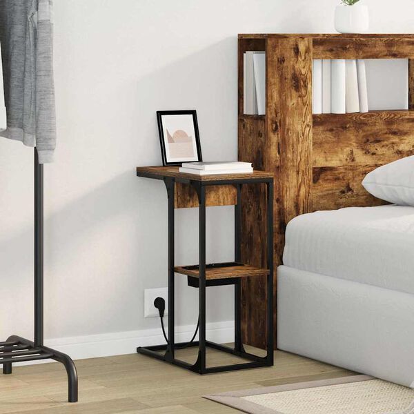 vidaXL Noćni ormar Dimljeni hrast 41,5 x 26 x 60,5 cm