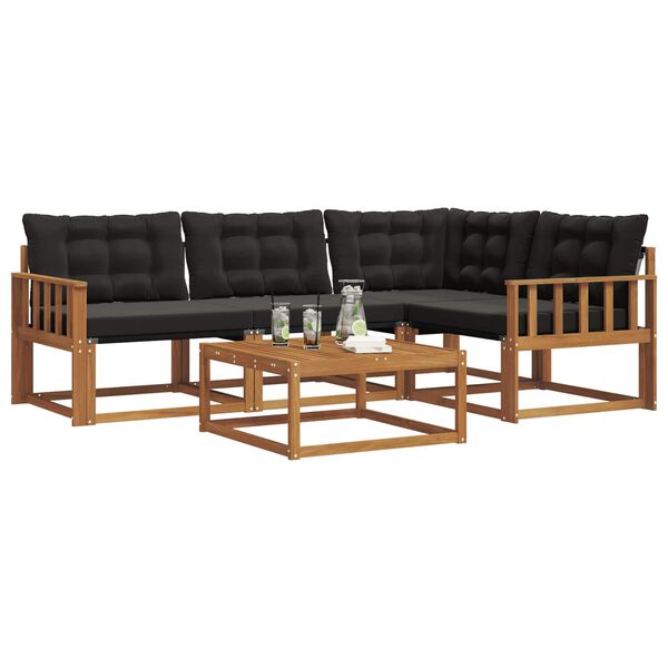 vidaXL Set vanjskih sofa s jastukom 5 pcs Prirodna i crna