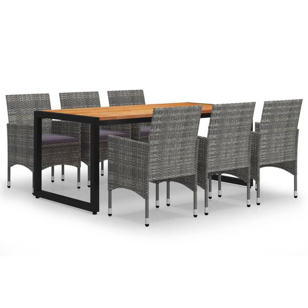 vidaXL 7-dijelni vrtni blagovaonski set sivi