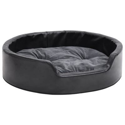 vidaXL Krevet za pse crni i tamnosivi 69x59x19 cm pliš i umjetna koža